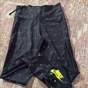 Nike air logo print running Black Leggings with Multicolor Accents size S